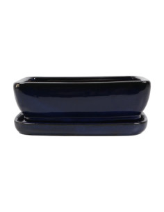 Vaso de Bonsai Rectangular + Prato 19*15*7,5 cm Azul - Yixing