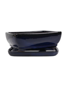 Rechteckiger Bonsai-Topf + Unterteller 19*15*7,5 cm Blau - Yixing 2