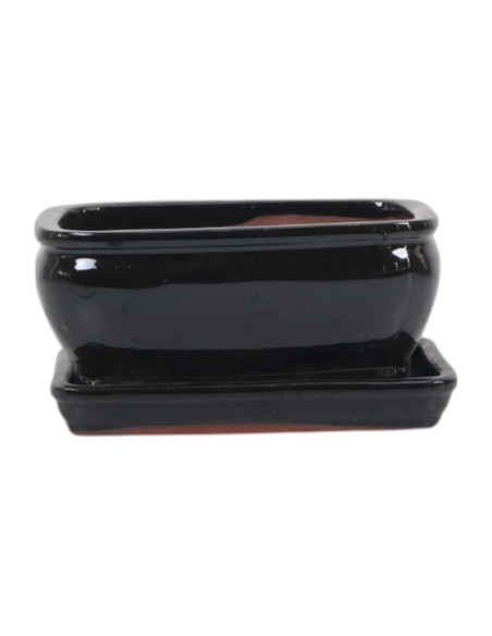 Pot de Bonsai Rectangular + Saucer 16*13*7.5 cm Black - Yixing