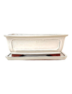 Vaso di Bonsai Rettangolare + Piatto 15*12,5*5,5 cm Crema - Yixing