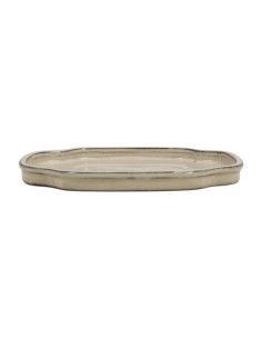 Prato Cerâmico Retangular/flor 25*19,5*2 cm Creme - Yixing