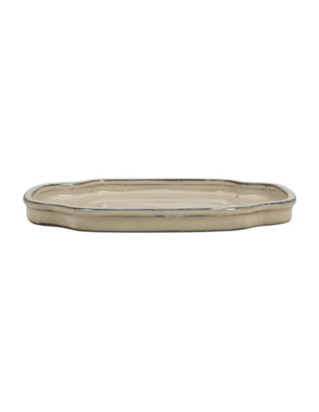 Prato Cerâmico Retangular/flor 25*19,5*2 cm Creme - Yixing