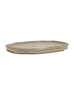 Piatto in ceramica rettangolare/fiori 25*19,5*2 cm crema 2