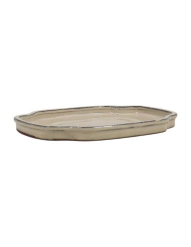 Prato Cerâmico Retangular/flor 25*19,5*2 cm Creme - Yixing