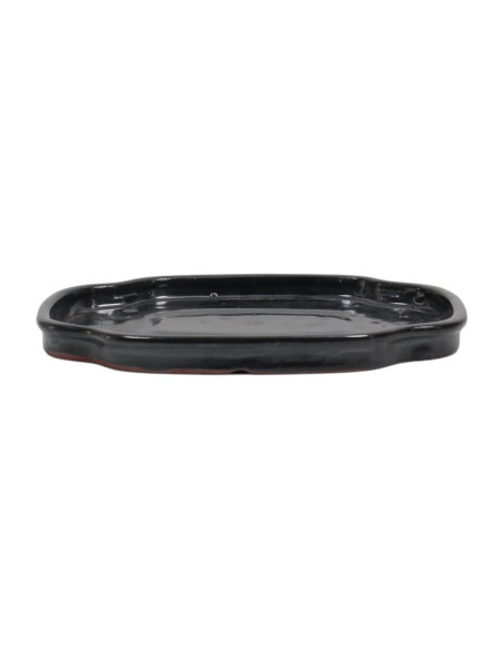 Prato Cerâmico Retangular/flor 25*19,5*2 cm Preto - Yixing