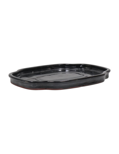 Prato Cerâmico Retangular/flor 25*19,5*2 cm Preto - Yixing