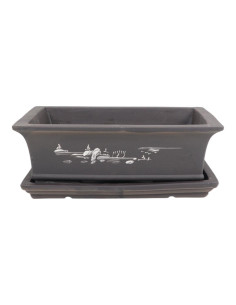Vaso di Bonsai Rettangolare + Piatto 31,5*22,5*10 cm Senza Smalto - Yixing