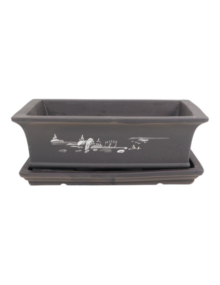 Vaso di Bonsai Rettangolare + Piatto 31,5*22,5*10 cm Senza Smalto - Yixing