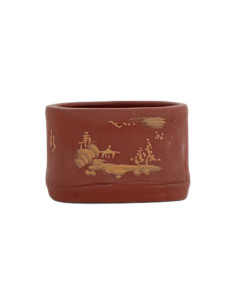 Maceta de Bonsái Mame 6,5*4,5 cm con Dibujos Sin Esmalte - Yixing