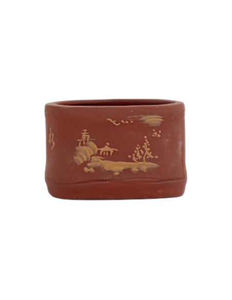 Vaso de Bonsai Mame 6,5*4,5 cm c/Desenhos Sem Esmalte - Yixing