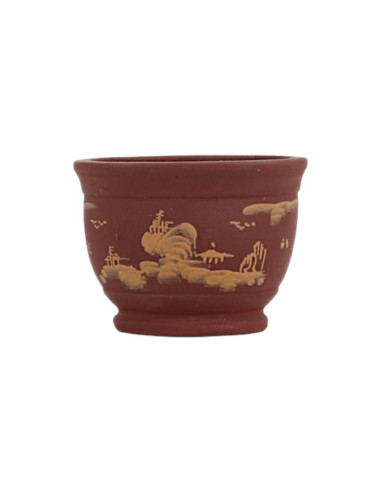 Pot of Bonsai Mame 7.5*5.5 cm with Designs Without Glazed - Yixing