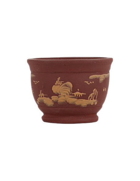 Vaso de Bonsai Mame 7,5*5,5 cm c/Desenhos Sem Esmalte - Yixing
