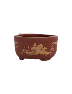 Vaso de Bonsai Mame 7*3 cm c/Desenhos Sem Esmalte - Yixing