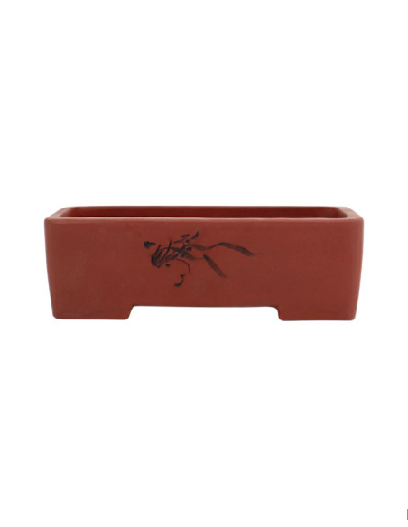 Vaso di Bonsai Rettangolare 22,5*14*7 cm con Disegni Senza Smalto - Yixing