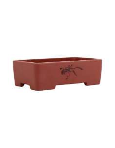 Vaso de Bonsai Retangular 22,5*14*7 cm c/Desenhos Sem Esmalte - Yixing 2