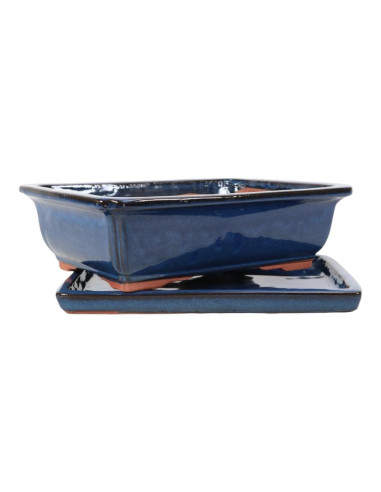 Maceta de Bonsái Rectangular + Plato 39*30*11 cm Azul - Yixing