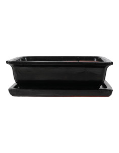 Pot of Bonsai Rectangular + Plate 39*30*11 cm Black - Yixing