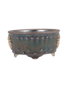 Vaso de Bonsai Redondo c/Desenhos 13*13 cm Bronze – Dehua 2