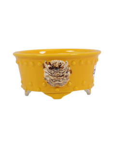 Vaso de Bonsai Redondo c/Desenhos 13*13 cm Amarelo – Dehua