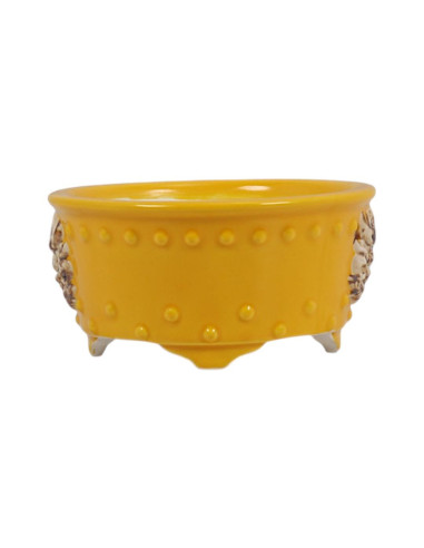 Vaso de Bonsai Redondo c/Desenhos 13*13 cm Amarelo – Dehua