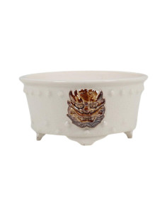 Vaso de Bonsai Redondo c/Desenhos 13*13 cm Branco – Dehua