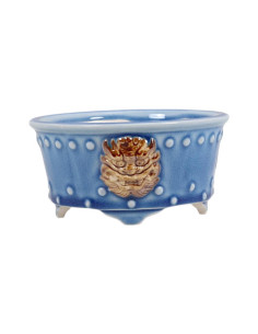 Vaso de Bonsai Redondo c/Desenhos 13*13 cm Azul – Dehua