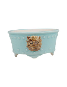 Vaso de Bonsai Redondo c/Desenhos 13*13 cm Azul Claro – Dehua