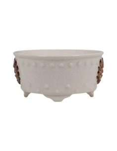 Vaso de Bonsai Redondo c/Desenhos 13*13 cm Branco – Dehua 2