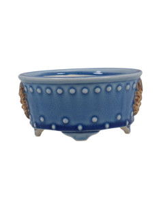Vaso de Bonsai Redondo c/Desenhos 13*13 cm Azul – Dehua 2
