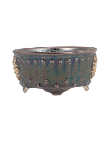 Vaso di Bonsai Rotondo con Disegni 13*13 cm Bronzo – Dehua