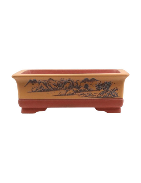 Vaso de Bonsai Retangular mit Zeichnungen 37*26*12 cm Ohne Esmalte - Yixing