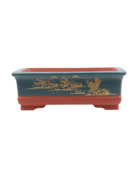 Pot of Bonsai Rectangular with Designs 37*26*12 cm Without Blue Glazed - Yixing