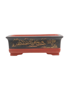 Vase de Bonsai Rectangulaire C/Desenhos 37*26*12 cm Sans Émaillé Foncé - Yixing