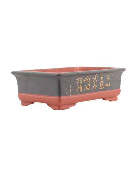 Rechteckiger Bonsai-Topf mit Mustern 37*26*12 cm ohne dunklen Glasur - Yixing