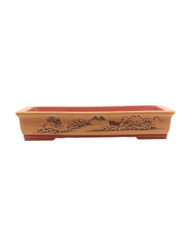 Vase de Bonsai Rectangulaire C/Desenhos 50*32*9,5 cm Sans Émaillé Clair - Yixing