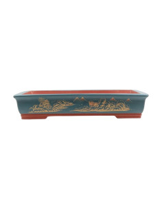 Pot of Bonsai Rectangular W/Drawings 50*32*9.5 cm Without Glazed Blue - Yixing