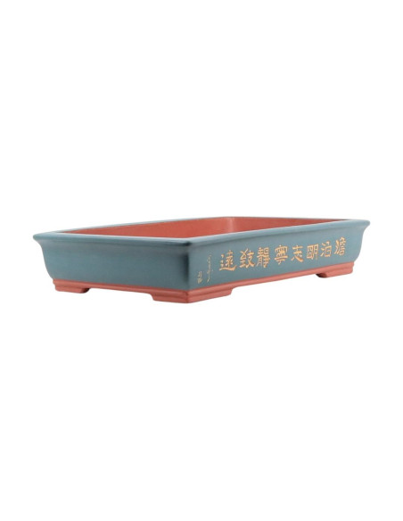 Maceta de Bonsai Rectangular C/Dibujos 50*32*9,5 cm Sin Esmalte Azul - Yixing