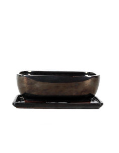 Pot of Bonsai Rectangular + Duck 15.5*12.5*6.5 cm Black-Onyx - Yixing