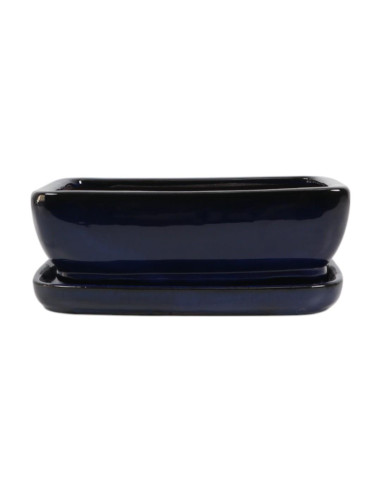 Vaso de Bonsai Rectangular + Prato 30,5*24,5*9 cm Azul - Yixing