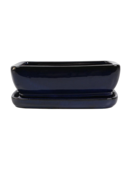 Pot de Bonsai Rectangular + Saucer 30.5*24.5*9 cm Blue - Yixing
