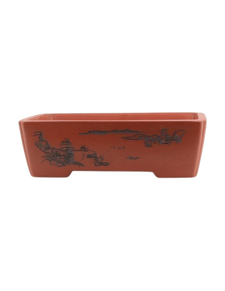 Vaso de Bonsai Retangular c/Desenhos 40*29*12 cm Sem Esmalte - Yixing