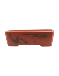 Vaso de Bonsai Retangular c/Desenhos 50*35*15 cm Sem Esmalte - Yixing